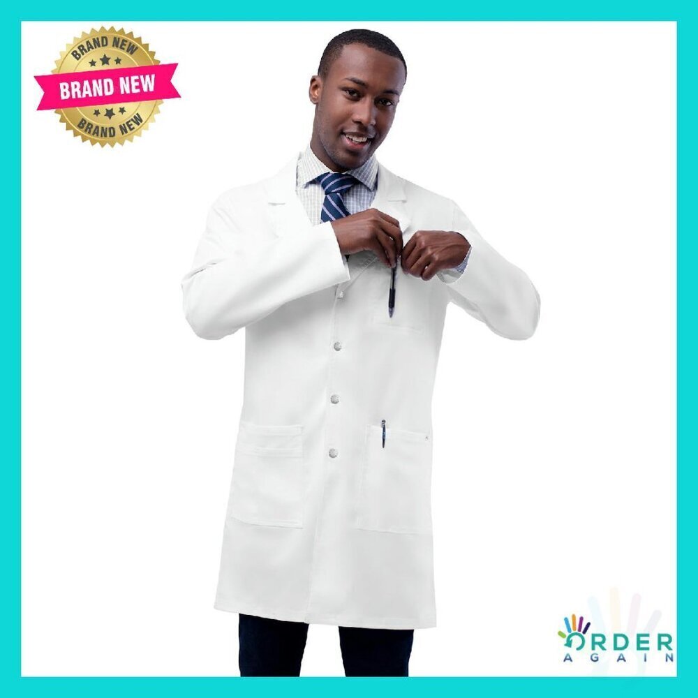 Unisex Lab Coat Professional Medical Stretch Snap Front Classic Fit